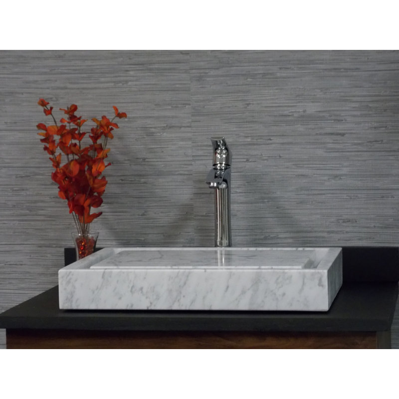 EdenBath Infinity Pool Carrara Marble Rectangular Vessel Bathroom Sink